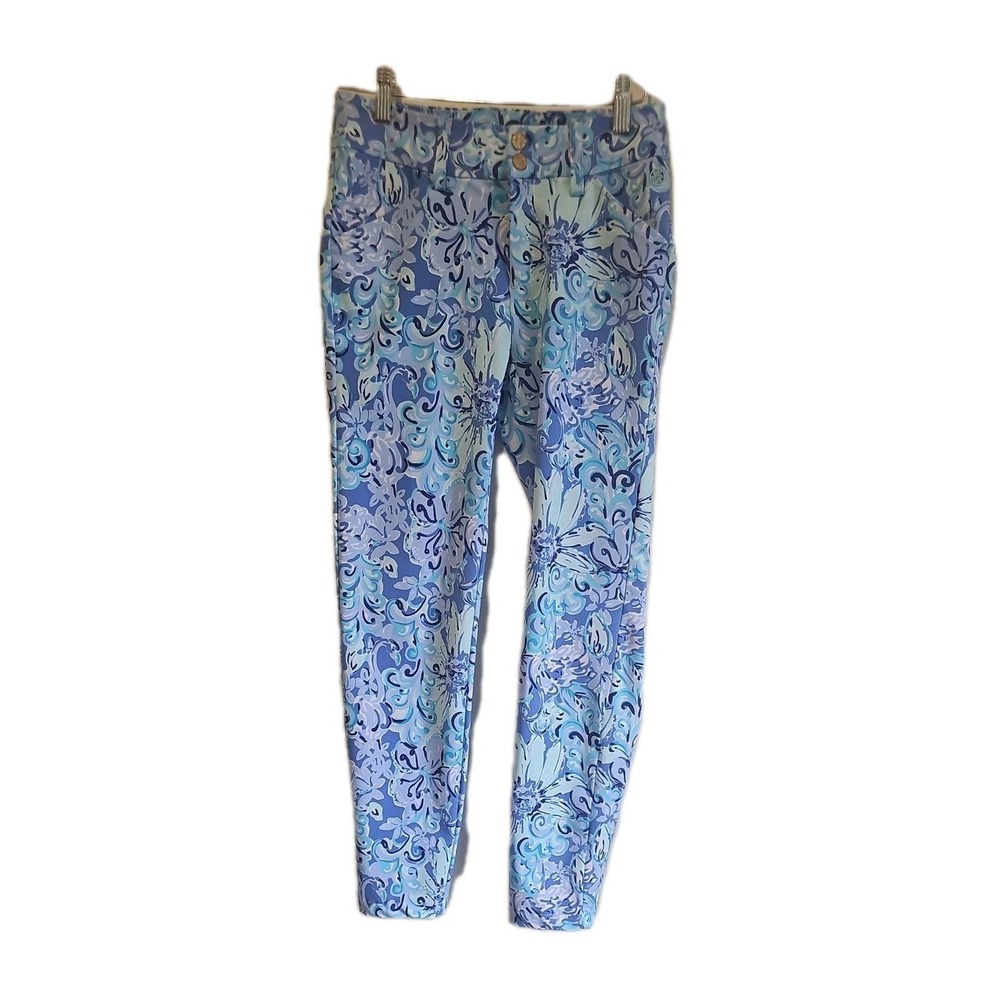 Lilly Pulitzer Cameron Pants UPF 50+ Saltwater Blue Suns Out Funs Out Golf 00